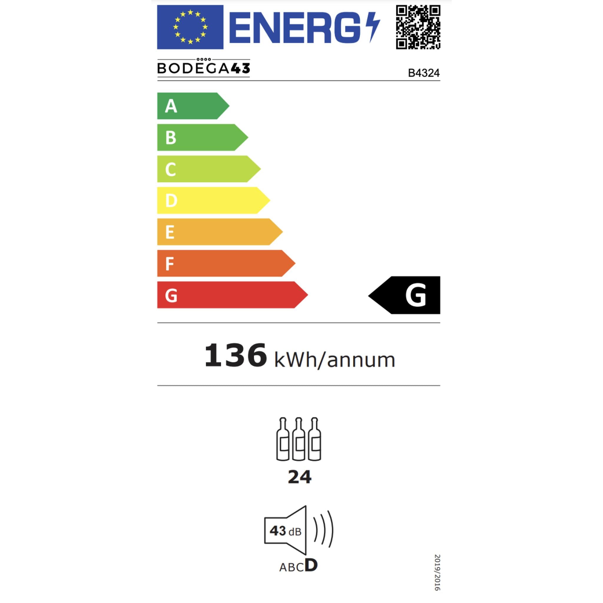 EU-Energielabel für 24er Weinklimaschrank B4324L