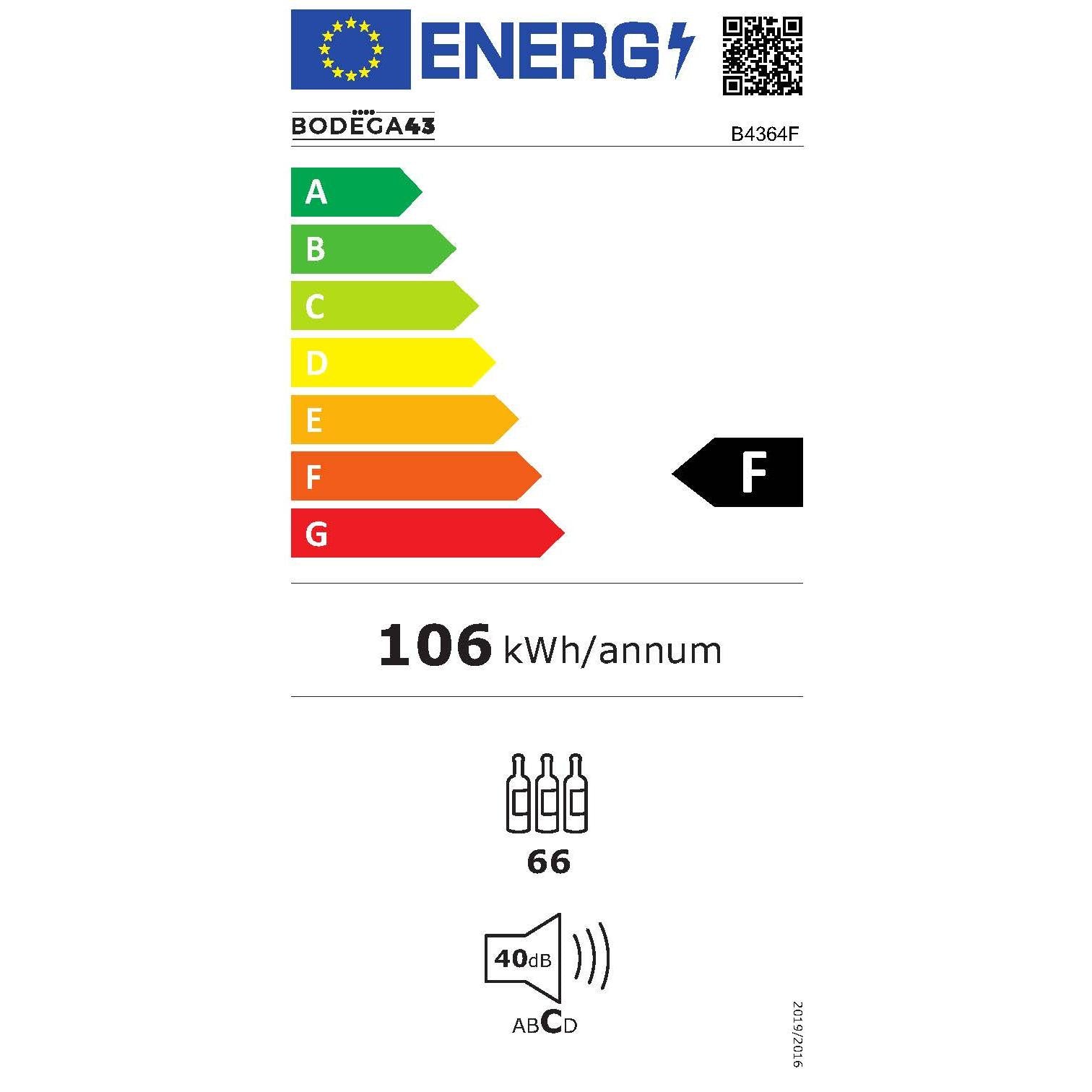 EU-Energielabel für 64er Weinklimaschrank B4364FL