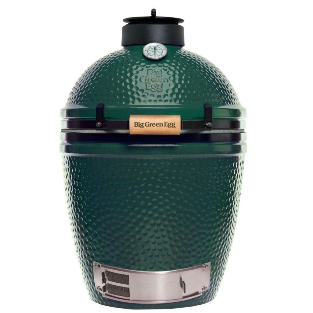 Big Green Egg Medium geschlossen in Frontansicht vor weißem Hintergrund