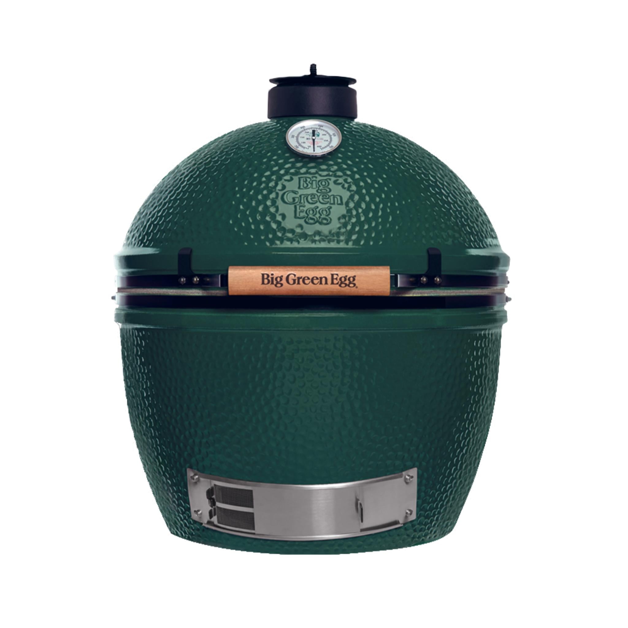 Big Green Egg XLarge aus grüner Keramik mit Thermometer, Vorderansicht freigestellt