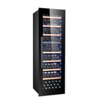 Bodega 43 Weinklimaschrank B43100L geschlossen, voll mit Weinflaschen, schwarze Glastür, freistehend