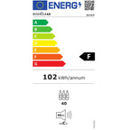 EU-Energielabel Bodega 43 B4340F, Effizienzklasse F, 102 kWh pro Jahr, 40 Flaschen, 40 dB