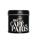miori Bio Cafe de Paris Dose frontal freigestellt, mattschwarz mit weißer Schrift und rotem i-Punkt