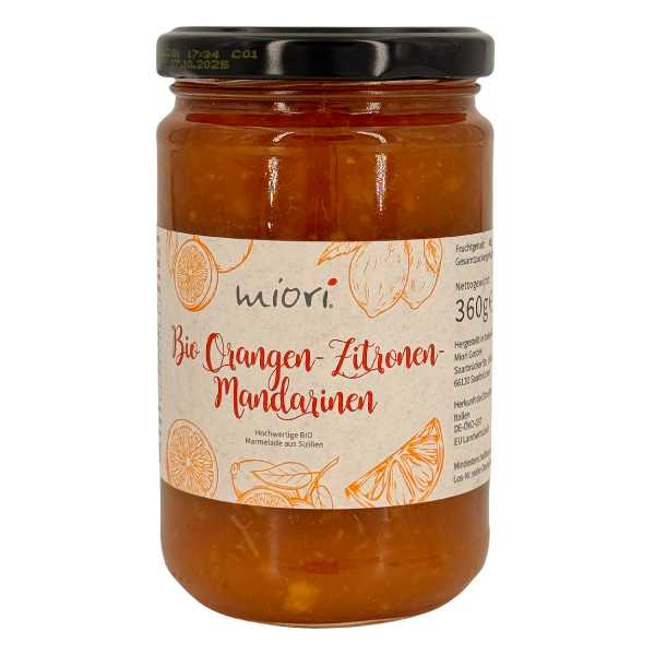 Bio Orangen-Zitronen-Mandarinen Marmeladen | Sizilien | 360 g