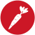 weisse Karotte als Icon auf einem roten miori Punkt