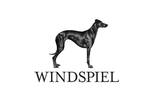 Windspiel Gin Logo mit Windspiel gezeichnet
