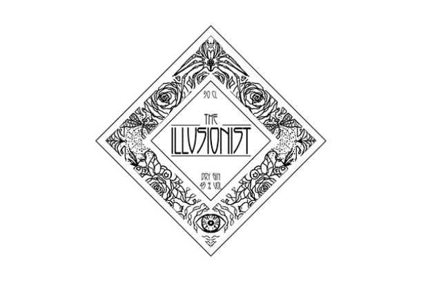 LOGO THE ILLUSIONIST GIN MIT FLORALEM MUSTER